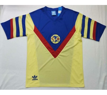 Club America 86/87 Home Yellow&Blue Soccer Jersey